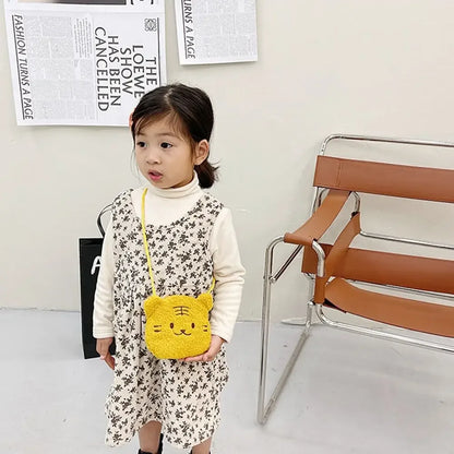 New Cartoon Bear Girls Plush Shoulder Bag Autumn Winter Cute Kids Messenger Bag