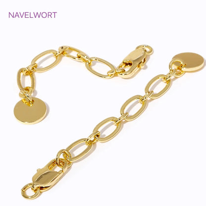 1/3/5Pcs/lot, 18K Gold Plated Round Extension Chain For Jewelry Making, Brass Extended Tail Chain, DIY Necklace Accessories