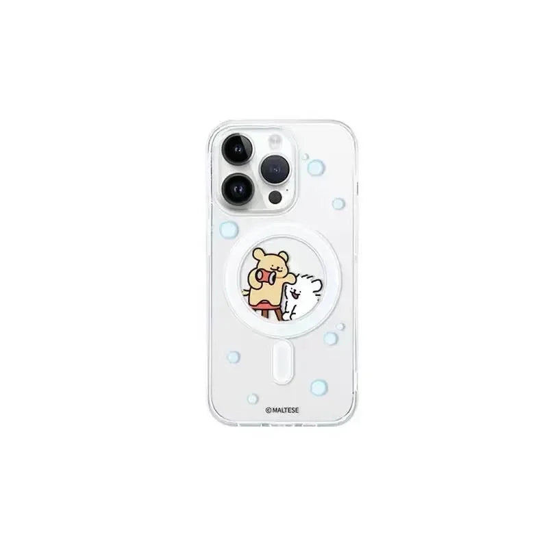 Kawaii Line Puppy Cute Cartoon Couple For MagSafe Creative Phone Case For iPhone 16 15 14 12 13 11 Pro Max PLUS MINI Y2K Cover