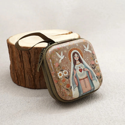 7x7cm, Virgin Mary Jesus Prayer Rosary Bag, Religious Jewelry Storage Box, Articulos Religiosos Catolico