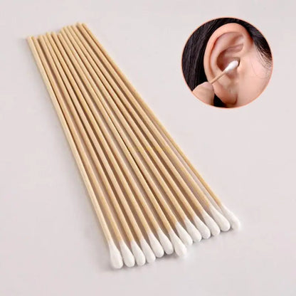 100/200Pcs, Swabs, 6'' Long Wood Handle Sturdy Cotton Applicator, Swab Q-tip, Natural Cotton Swabs