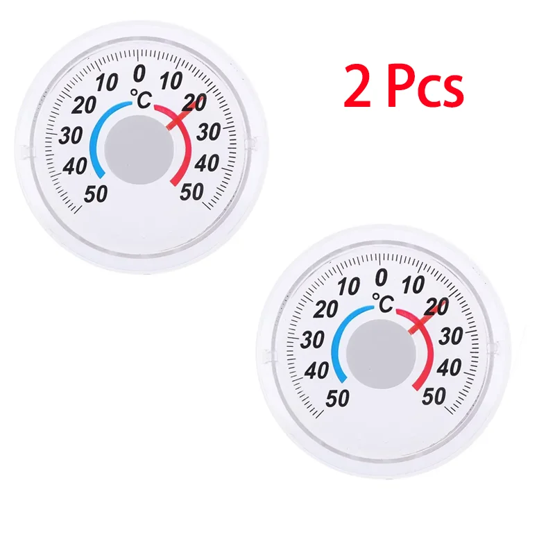 Round Plastic Outdoor Indoor Door Window Thermometer with Pointer - Humidity Temperature Measurement Tool Hygrometer Home Garden