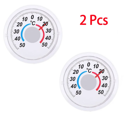 Round Plastic Outdoor Indoor Door Window Thermometer with Pointer - Humidity Temperature Measurement Tool Hygrometer Home Garden