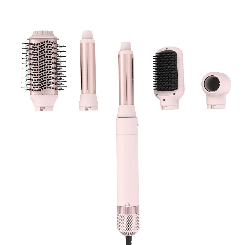 5-in-1 detachable hair dryer brush styling system, fast drying, curling, smoothing, and styling, automatic curling iron