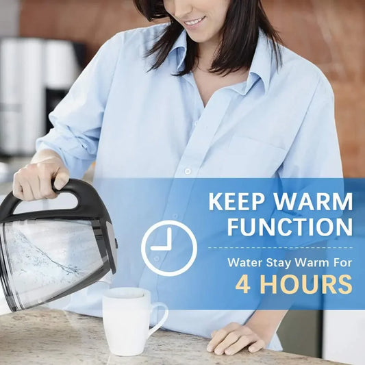 2Liter, Electric Glass Kettle, 2200W Fast Boil Temp Control Keep Warm 4H Auto Shut-Off Boil-Dry Protection for Coffee & Tea, DEVISIB