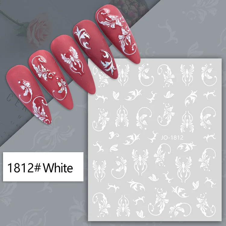 3d Nail Art Decals Tropical Palm Leaves Flowers Laces Faces Adhesive Sliders Nail Stickers Decoration For Nail Manicure