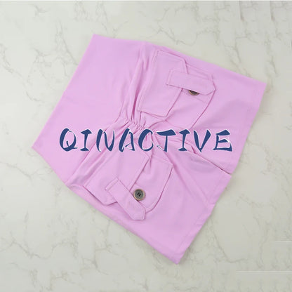 Pantalones Cortos de Yoga QINACTIVE para Mujer con Bolsillos, Fruncidos en los Glúteos, Mallas de Gimnasio de Cintura Alta con Efecto Push Up, Pantalones Cortos Deportivos Sexy para Glúteos, Fitness