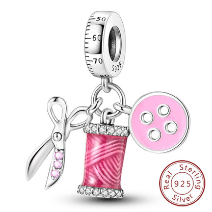 Dijes de plata de ley 925 originales, abalorios de cristal de vino, taza de café, dije colgante para pulseras de mujer, joyería DIY, regalo