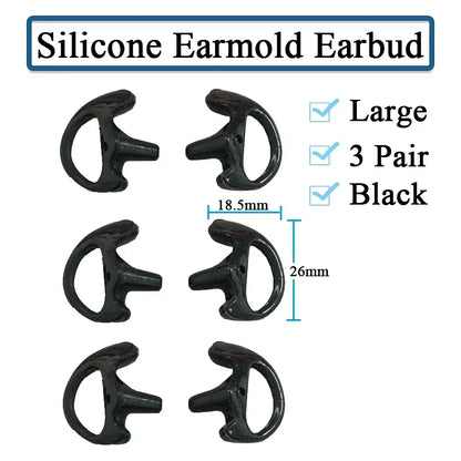 3-Pair Ear Mold Earbud Replacement Soft Silicone Earmould Earplug S/M/L Size for Walkie Talkie Radio Acoustic Earpieces Headsets