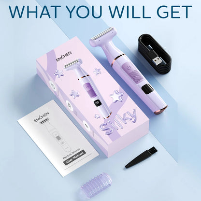 ENCHEN A1 Hair Trimmer For Lady Wet&Dry Suitable For The Whole Body Type-C Fast Charge 3-IN-1 Smooth Painless Detachable Blade