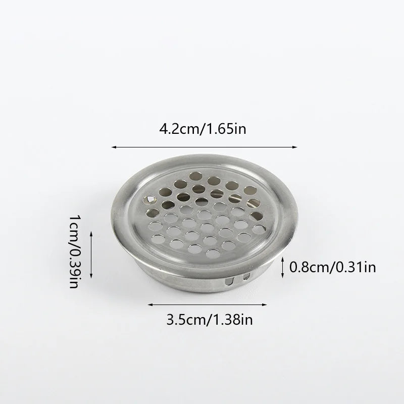1Pc, Round Stainless Steel  Ventilation Cover, Louver Air Vent Grill Mesh Hole Cover For Wardrobe Cabinet, Furniture Accessories