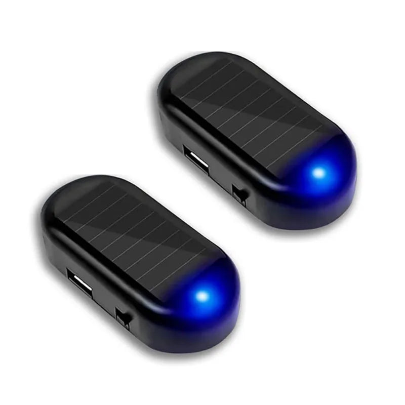 SEAMETAL 1/2PCS Solar Powered Simulated Dummy Alarm Light Wireless Car Fake Security Light Warning Lamp Anti Theft LED Flashing