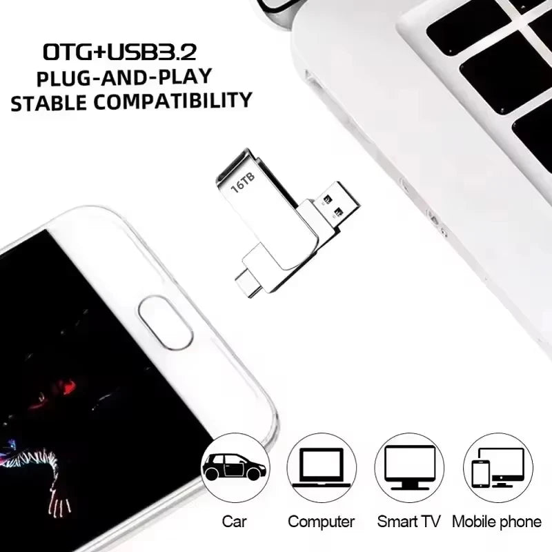 Nueva unidad flash USB 3.2 de 16 TB, transferencia de alta velocidad, pendrive de metal, tarjeta de memoria, disco flash, memoria a prueba de agua, Stick 2026