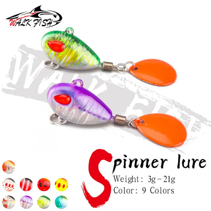 WALK FISH Sinking 3g-21g VIB Lure Spoon Spinner Fishing Bait Wobblers Metal Jig Rotating Sequin Tail Far Casting For Sea Bass