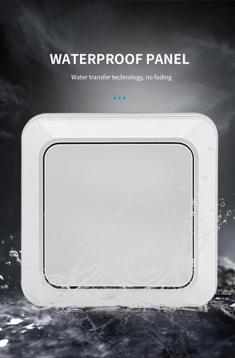 WESA Wall Mount Button Switch Classic Plastic Surface 1 Gang 1 Way Vintage Outdoor White Wall Exterior Switch On And Off
