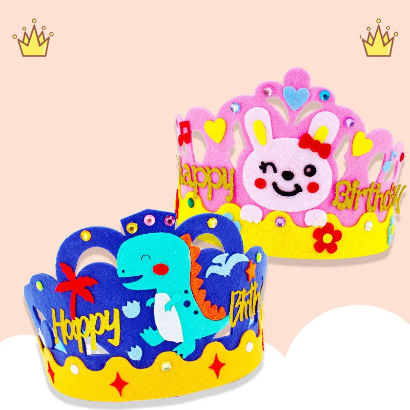 4 Pcs Creative DIY Handmade Toys Crown Hat Princess Tiara Cartoon Kindergarten Educational Art Craft EVA Paper Kids Party Gifts