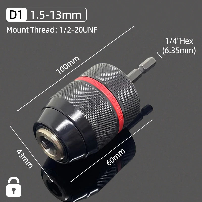 1Pc 1.5-10mm OR 0.8-10mm 1/4" Hex Shank Drill Chuck Keyless Drilling Quick Change Bit Adapter Converter Woodworking Power Tool