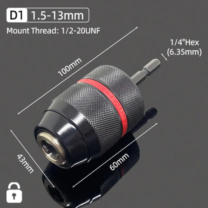 1Pc 1.5-10mm OR 0.8-10mm 1/4" Hex Shank Drill Chuck Keyless Drilling Quick Change Bit Adapter Converter Woodworking Power Tool