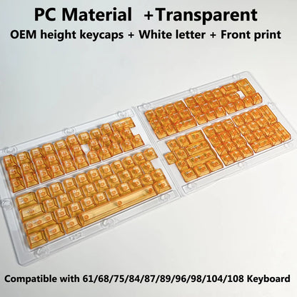 Full Sets Transparent Keycaps for Mechanical Keyboard Front/Side/None Print RGB Backlit Full/Misty Transparent Keycap 130+ Key