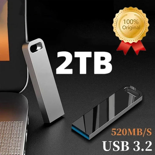 2TB USB 3.2 Flash Drive High Speed Metal U Disk TypeC Memory Stick Waterproof SSD Storage PC Phone Data Transfer Portable 2026