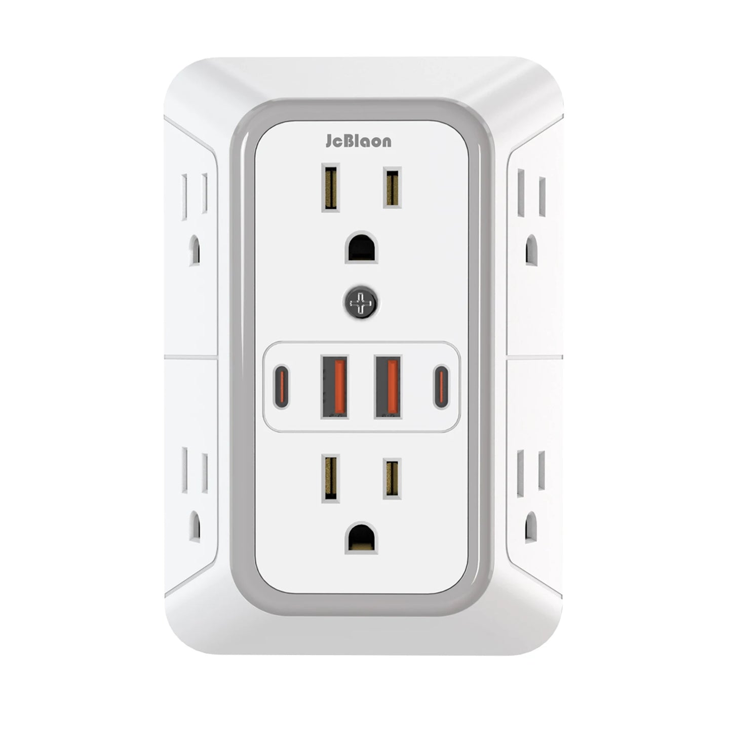 US Multi Socket, Wall Socket with 6 AC Outlets, 4 USB Port(2 Type C), Universal Plug, Power Strip, Network Filter, Fast Charging