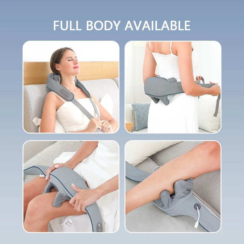 Foreverlily 26W Brushless Motor Neck and Shoulder Massager, Wireless Shoulder and Back Kneading Massage Shawl, Neck Masajeador