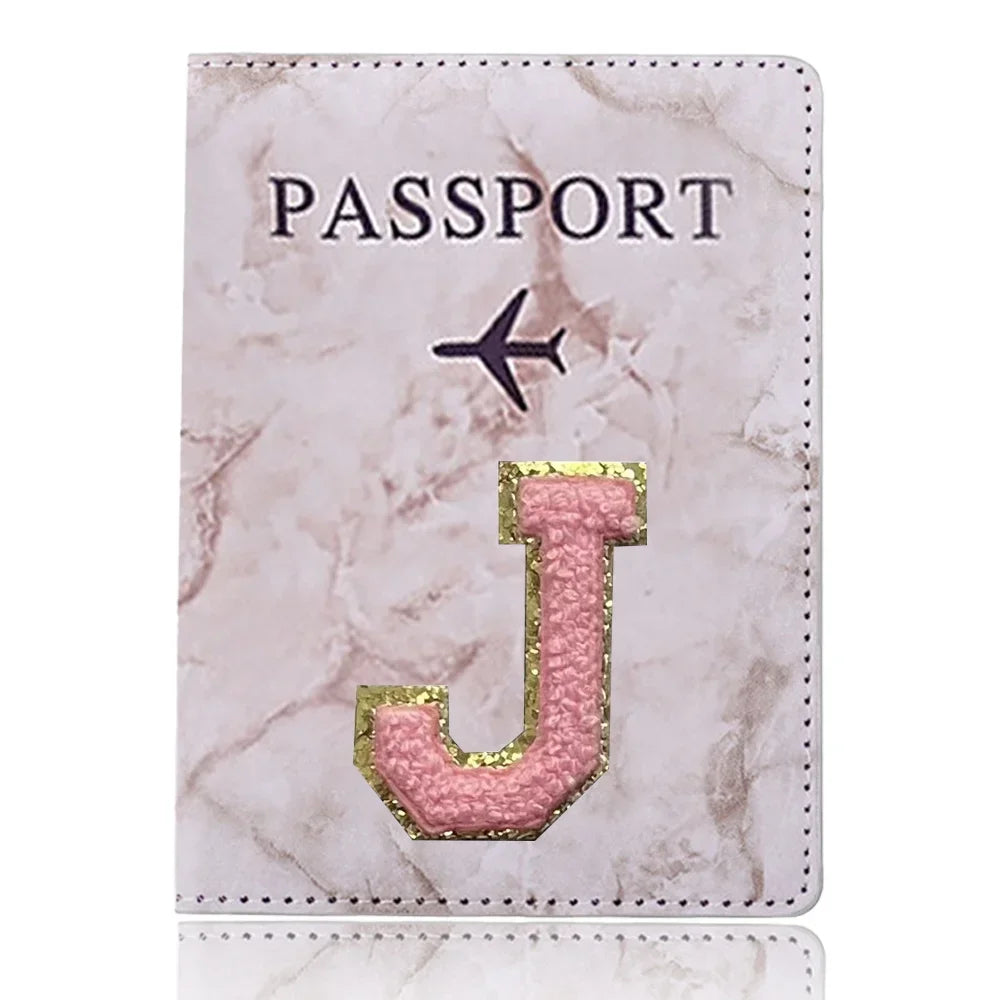 Fashion Passport Protective Cover, Embroidery Letter Pattern Travel Passport Holder, Wallet Gift PU Leather Card Case Cover Unisex