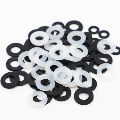 50/100 x M2 M2.5 M3 M4 M5 M6 M8 M10 M12, White Black Plastic Nylon Flat Washer, Plane Spacer, Insulation Gasket Ring For Screw Bolt