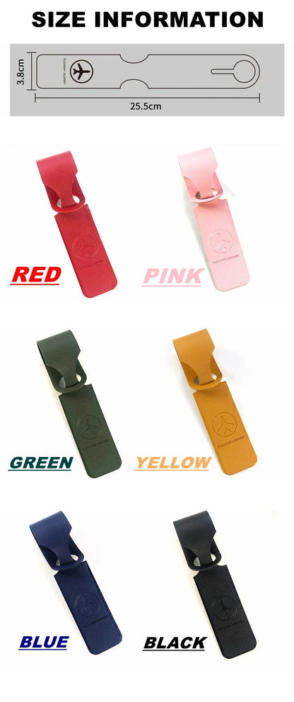 1Pc, PU Leather Luggage Tag, Creative Baggage Suitcase Identifier, ID Address Holder Boarding Tags, Portable Label Travel Accessories