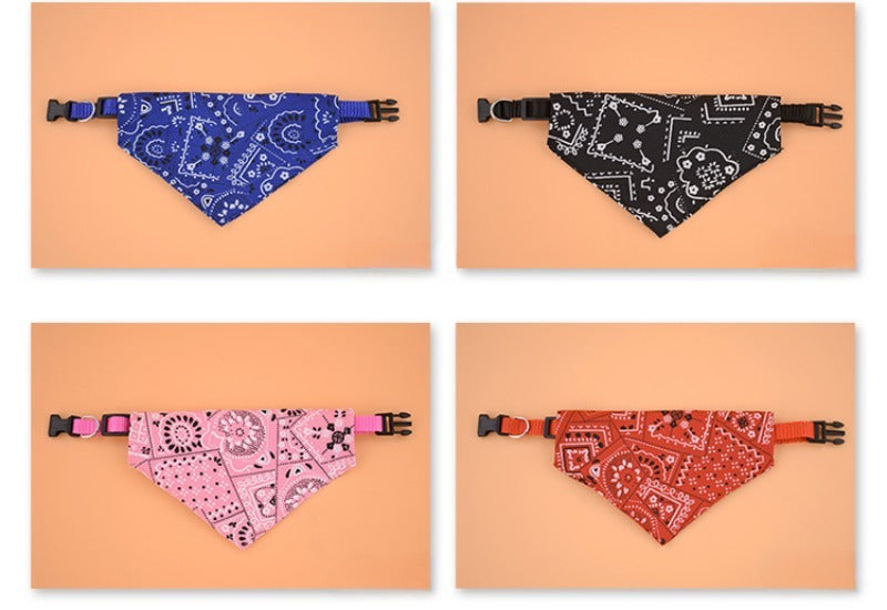 Pet Triangle Scarf, Cat Dog Saliva Towel, Printed Pets Dog Collar, Adjustable Strap, Kitten Puppy Saliva Neckerchief, Pet Supplies