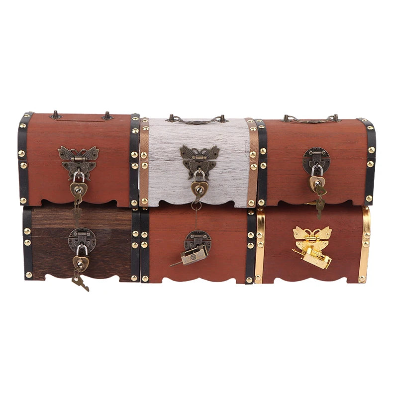 Classic Treasure Chest Savings Box with Secure Lock for Home Ornamentation