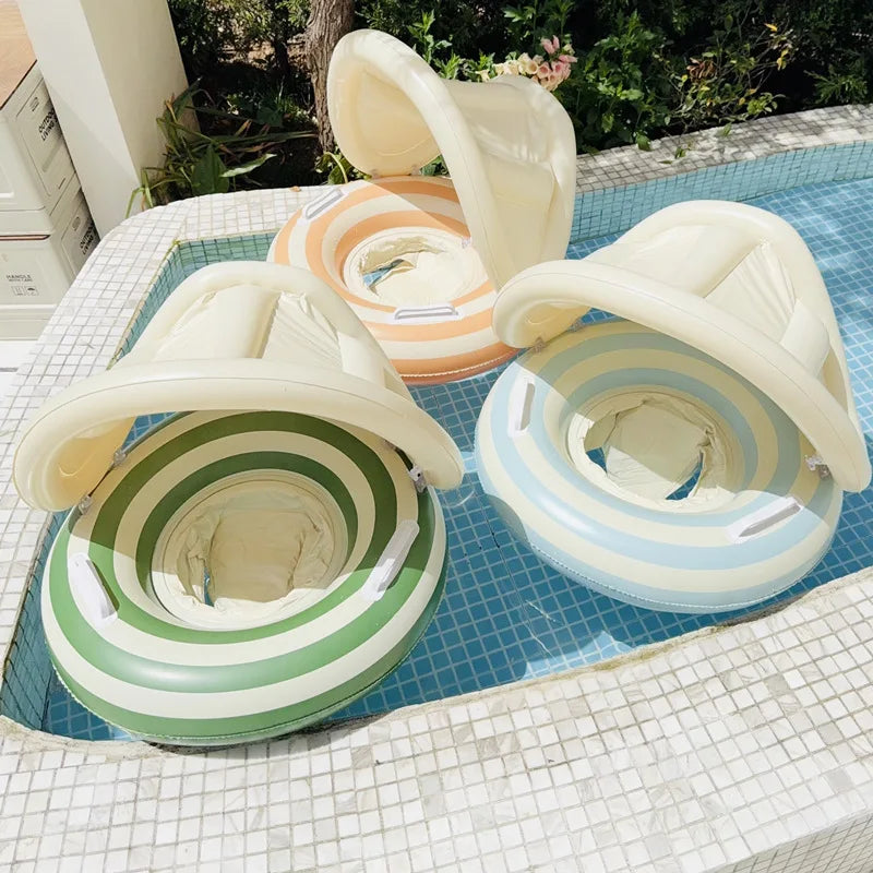 Baby Swimming Float Ring Toy Inflatable Swim Ring Floating Safty Seat with Canopy Kid Summer Water Pool Play Equipment Beach Toy
