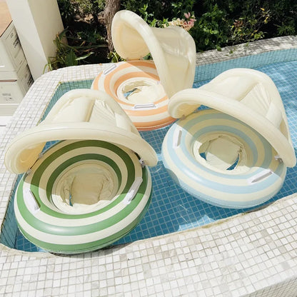 Baby Swimming Float Ring Toy Inflatable Swim Ring Floating Safty Seat with Canopy Kid Summer Water Pool Play Equipment Beach Toy