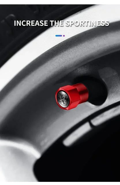 4Pcs Metal Car Wheel Tire Air Valve Caps Stem Covers For Alfa Romeo Mito Brera 147 Giulietta 159 156 Stelvio Sportiva Giulia