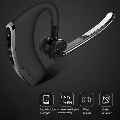 New V8 Wireless Bluetooth Single Earphone With HD Mic Stereo Headset, Handsfree Call Business Headphone For Sports Driving Travel