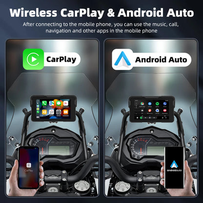 EKIY 5.0 inch Wireless CarPlay Moto Android Auto Portable Digital Motorcycle Dashboard GPS Motorcycle Navigation Display Screen