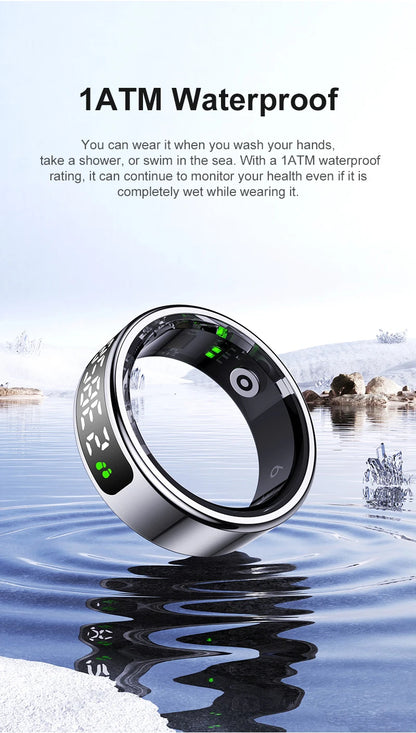 R11C Smart Ring, Men Women, Display Screen Gesture Swipe Video Smartring Waterproof Heart Rate Sleep Monitor Qring for Android IOS