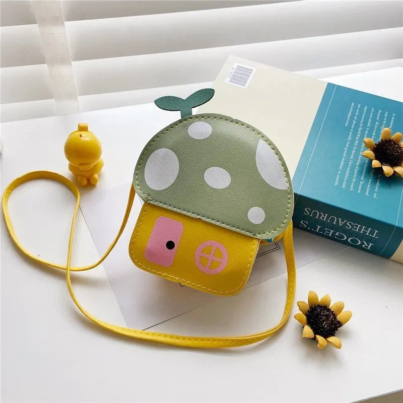 Bolso de hombro cruzado para niños con diseño de hongo, cartera para niños, estilo coreano, bolso de mano informal, de 1 a 8 unidades