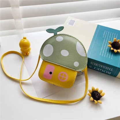 Bolso de hombro cruzado para niños con diseño de hongo, cartera para niños, estilo coreano, bolso de mano informal, de 1 a 8 unidades
