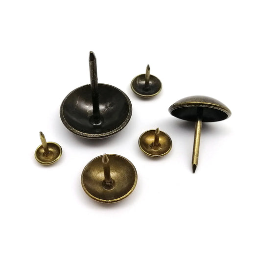 50pcs Antique Brass Bronze Upholstery Nail Furniture Jewelry Chest Box Suitcase Sofa Decor Tack Stud Pushpin Large Head Doornail