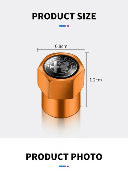 4Pcs Metal Car Wheel Tire Air Valve Caps Stem Covers For Alfa Romeo Mito Brera 147 Giulietta 159 156 Stelvio Sportiva Giulia