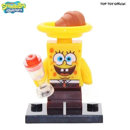 SpongeBob SquarePants Big Star Krabby Patty Burger King Anime People Cartoon Anime Small Particle People Assembly Toy Model Gift