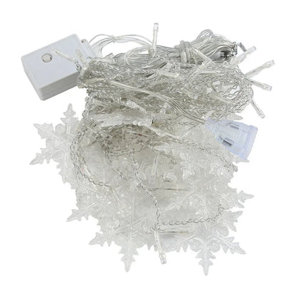 3.2M Christmas Snowflake LED String Lights, Flashing Fairy Curtain Lights, Waterproof for Holiday Party Wedding Xmas Decoration