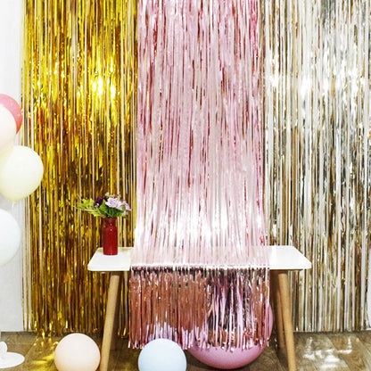 2/3M Party Background Wedding Decoration Foil Fringe Curtain Sequin Bachelorette Photo Backdrop Wall Curtain Birthday Baby Shower