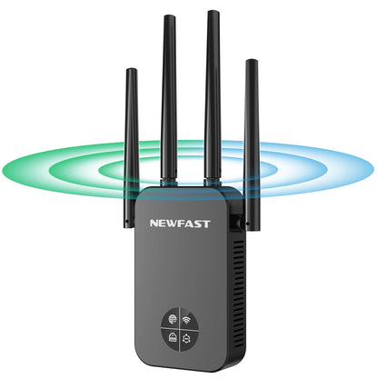 Newfast 1200Mbps WiFi Repeater Long Range OLED 5Ghz WiFi Signal Extenders Amplifier Signal Booster Antenna Repeater UK Plug