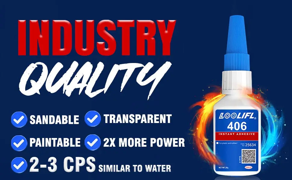 LOOLIFL 406 Instant Glue, Cyanoacrylate, Super Glue, 5 seconds fast drying, for toys crafts shoes paper fast repair,1-3pcs，20ml