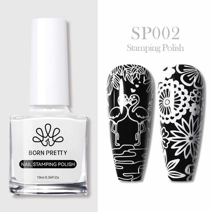 BORN PRETTY 10ml 25 Colors Nail Stamping Polish Nail Art Varnish with Peel Off Nail Latex Black White Colorful Stamp Polish