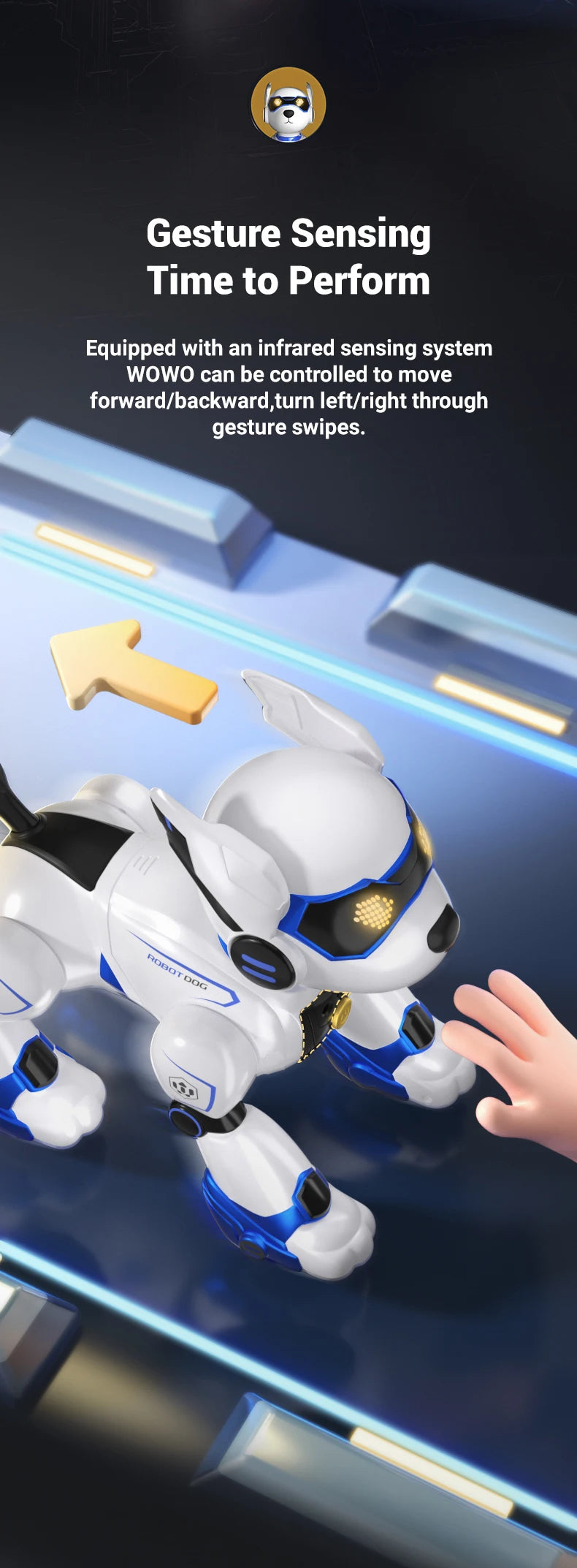 Funny RC Robot Electronic Dog Stunt Dog Voice Command Programmable Touch-sense Music Song Robot Dog for Boy Girls Children Toys