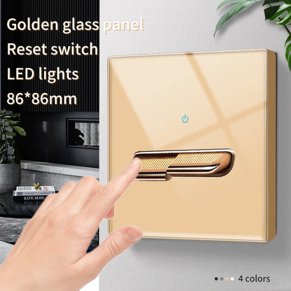 Gold Tempered Glass Wall Switch Panel LED European 16A Socket Retro Toggle Light Switch EU UK Standard 2USB Socket 1Gang-4Gang