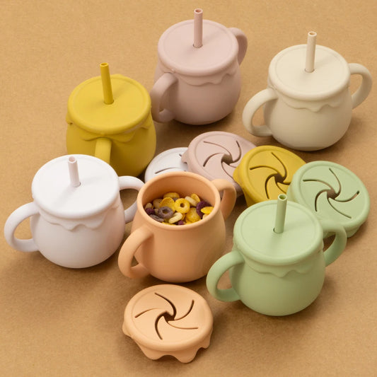 Baby Feeding Food Storage Box, Snack Cup, Portable Drinking Cup, Infant Dual-Purpose Sippy Cup, Cover Band, Newborn Accessories